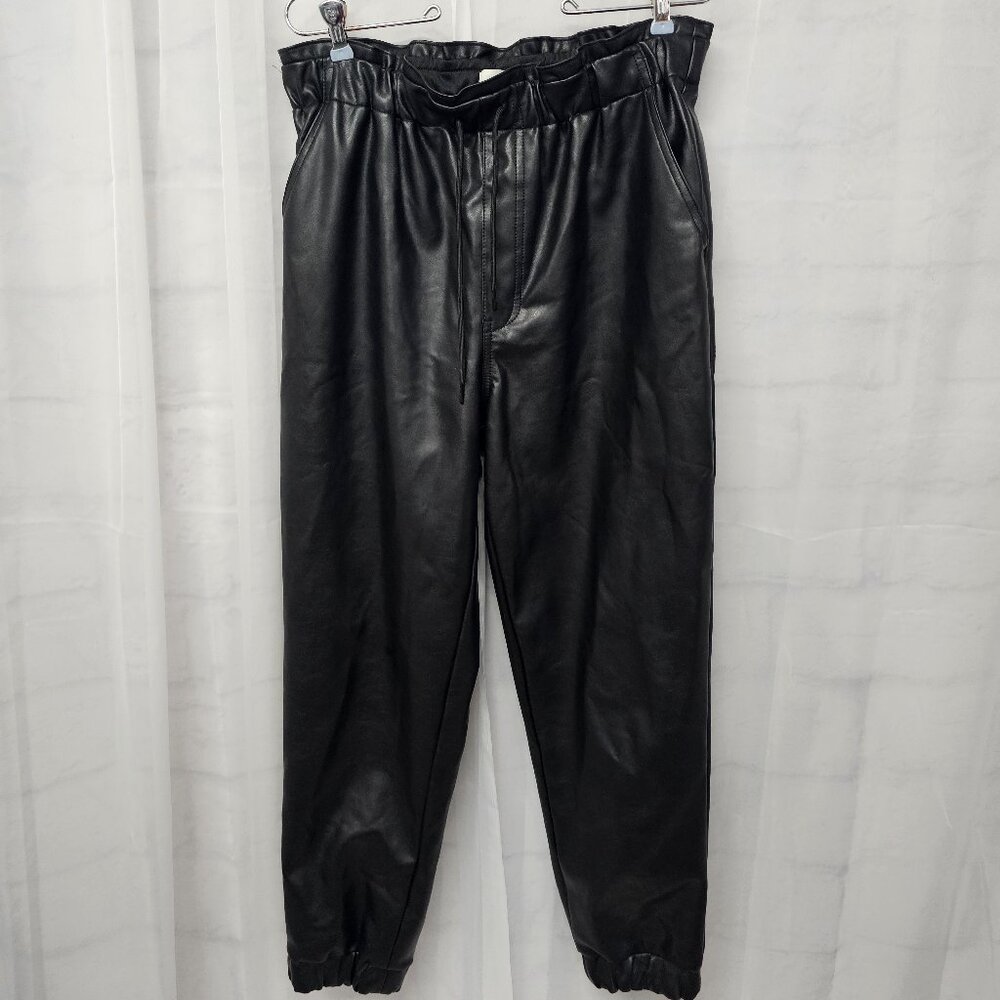 Abercrombie & Fitch Black Faux Leather Joggers Punk Moto Grunge Goth L